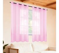 ZJUNLI Cortina Translúcida Ventana 160 x 310 cm Transparente Ventana Visillos Translucidas Monocolor para Ventanas Habitacion, Rosa