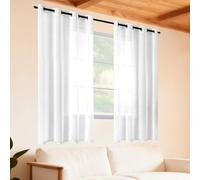 ZJUNLI Cortina Translúcida Ventana 240 x 310 cm Transparente Ventana Visillos Translucidas Monocolor para Ventanas Habitacion, Blanco