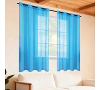 ZJUNLI Cortina Translúcida Ventana 240 x 310 cm Transparente Ventana Visillos Translucidas Monocolor para Ventanas Habitacion, Azul Cielo