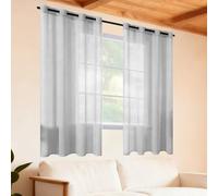 ZJUNLI Cortina Translúcida Ventana 240 x 310 cm Transparente Ventana Visillos Translucidas Monocolor para Ventanas Habitacion, Gris Claro