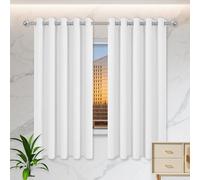 ZJUNLI Cortinas Dormitorio Blackout 490 x 225 cm Poliestere Resistente, Termica Isolante Cortinas Dormitorio Salon Opacas per Camera da Letto e Soggiorno, Blanco