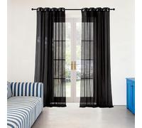 ZJUNLI Cortinas Salon 220 x 310 cm Translucido Visillos Salon Paneles Suaves para Ventanas Sala para Niños Sala Cuarto Baño, Negro