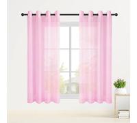 ZJUNLI Translucida Ojales Cortina 310 x 145 cm Translucido Translucidas Ventana Visillos Monocolo para Sala de Estar Cocina Dormitorio Comedor Sala, Rosa