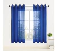 ZJUNLI Translucida Ojales Cortina 310 x 145 cm Translucido Translucidas Ventana Visillos Monocolo para Sala de Estar Cocina Dormitorio Comedor Sala, Azul Oscuro