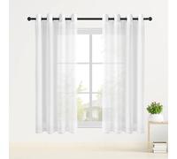 ZJUNLI Translucida Ojales Cortina 310 x 265 cm Translucido Translucidas Ventana Visillos Monocolo para Sala de Estar Cocina Dormitorio Comedor Sala, Blanco
