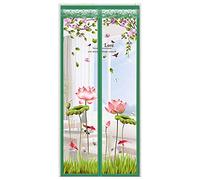 ZJXSNEH Cortinas De Verano Para Mosquitos Cortinas De Gasa Bordadas De Encaje De Doble Capa Cortinas De Gabinete De Cortina Cortinas De Partición Interior Largas Loto Verde 80X210CM