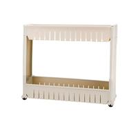 ZJYIGOWL Carrito De Almacenamiento para Cocina Estante Organizador Estrecho para Frutas Y Verduras con Ruedas Estantería Móvil Que Ahorra Espacio Estantería Estrecha para Despensa(Khaki,2 Tier)