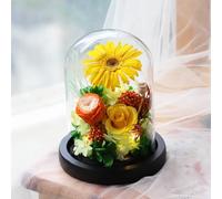 ZJYIGOWL Flores Preservadas Cúpula De Cristal Girasol Eterno En Cristal Girasol De Larga Duración para Mamá, Abuela, Esposa O Amiga, Regalo para Cumpleaños O El Día De La Madre(A)