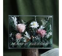 ZJYIGOWL Flores Preservadas para El Día De La Madre, para Mamá, Esposa, Abuela O Novia, Rosa Eterna Natural Mixta Hecha A Mano En Una Campana De Cristal, para Cumpleaños(Pink A)
