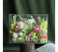 ZJYIGOWL Flores Preservadas para El Día De La Madre, para Mamá, Esposa, Abuela O Novia, Rosa Eterna Natural Mixta Hecha A Mano En Una Campana De Cristal, para Cumpleaños(Pink B)