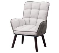 ZJYIGOWL Poltrona con Gambe In Legno Poltroncine In Pelle Silla De Oficina per Soggiorno Poltroncine Imbottite con Cuscino Spesso per Camera Da Letto, Ufficio, Sala D'attesa(Gray C)