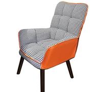 ZJYIGOWL Poltrona con Gambe In Legno Poltroncine In Pelle Silla De Oficina per Soggiorno Poltroncine Imbottite con Cuscino Spesso per Camera Da Letto, Ufficio, Sala D'attesa(Orange)