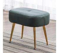 ZJYIGOWL Puf Tapizado Otomano Taburete Rectangular para Sofá Puf Pequeño con Patas Metálicas Reposapiés Otomano Moderno Taburete para Ponerse Los Zapatos para Salón Y Dormitorio(Green B)