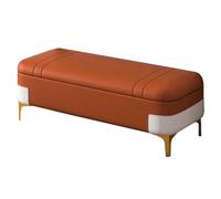 ZJYIGOWL Reposapiés Rectangular con Almacenamiento Oculto Reposapiés Otomano Tapizado Taburete con Almacenamiento Banco para El Extremo De La Cama del Dormitorio para La Sala De Estar(Orange,80cm)