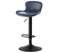 ZJYIGOWL Silla De Bar Giratorios De Altura De Barra Taburetes De Bar Tapizados En Cuero Sintético Sillas De Cocina Resistentes con Base Redonda para Cafeterías Y Salas De Recepción(Blauw,Black Legs)