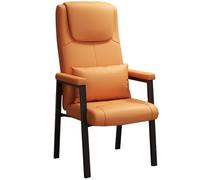 ZJYIGOWL Silla De Oficina con Respaldo Alto Silla De Recepción De Cuero con Reposabrazos Acolchados Sillón Individual Resistente con Soporte Lumbar Sillas De Salón para Reuniones(Orange)