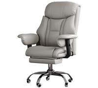 ZJYIGOWL Silla De Oficina Ejecutiva con Reposacabezas Anchos. Silla De Escritorio De Cuero con Reposapiés Y Reposabrazos Ajustables. Sillas con Respaldo Alto Y Soporte Lumbar(Grey)