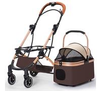 ZJYIGOWL Silla de Paseo for Perros pequeños y medianos, Estructura de aleación de Aluminio, Silla de Paseo for Perros, Silla de Paseo for Gatos, Carretilla Plegable, Transportín(Khaki)