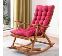 ZJYIGOWL Silla Mecedora Tapizada con Cojín Silla De Bambú para Interiores con Gravedad Cero Tumbonas Reclinables con 6 Posiciones De Ajuste Sillas Plegables para Acampar(Rosso,A)