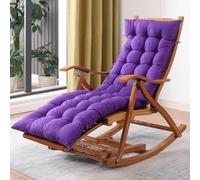 ZJYIGOWL Silla Mecedora Tapizada con Cojín Silla De Bambú para Interiores con Gravedad Cero Tumbonas Reclinables con 6 Posiciones De Ajuste Sillas Plegables para Acampar(Purple,B)