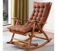 ZJYIGOWL Silla Mecedora Tapizada con Cojín Silla De Bambú para Interiores con Gravedad Cero Tumbonas Reclinables con 6 Posiciones De Ajuste Sillas Plegables para Acampar(Bruin,A)