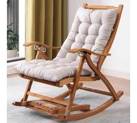 ZJYIGOWL Silla Mecedora Tapizada con Cojín Silla De Bambú para Interiores con Gravedad Cero Tumbonas Reclinables con 6 Posiciones De Ajuste Sillas Plegables para Acampar(Grey,A)