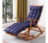 ZJYIGOWL Silla Mecedora Tapizada con Cojín Silla De Bambú para Interiores con Gravedad Cero Tumbonas Reclinables con 6 Posiciones De Ajuste Sillas Plegables para Acampar(Blauw,B)