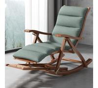 ZJYIGOWL Silla Mecedora Tapizada con Reposapiés Sillones Reclinables con Otomana Sillas Decorativas con Cojines Mullidos Sillón Plegable para Salón, Playa Y Jardín(Groen,A)