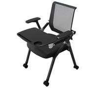 ZJYIGOWL Silla Plegable Ejecutivas para Oficina Y Recepción con Reposabrazos Silla Ergonómica con Respaldo De Malla Y Ruedas Sillas Apilables para Oficina En Casa con Tableta para Escribir(Nero)