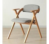 ZJYIGOWL Sillas Plegables para Comedor Silla Plegable De Madera con Respaldo Y Asiento Acolchados, Estructura De Madera Resistente Sillón Sin Montaje para Salón Y Cocina(Grey)