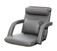 ZJYIGOWL Sillón De Suelo Plegable para Adultos Sillón Reclinable Acolchado con Reposabrazos Silla De Suelo Plegable En 6 Posiciones para Meditar, Jugar O Leer(Grey)