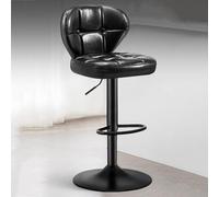 ZJYIGOWL Taburetes De Bar con Respaldo Silla De Altura De Mostrador para Cafetería Doméstica Silla De Bar Modernos Tapizados En Cuero con Estructura Metálica para Salas De Recepción(Nero,Black Legs)