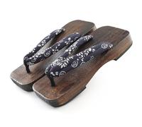 ZJYIGOWL Zapatos Tradicionales Japoneses para Hombre Geta Clogs De Madera Sandalias Retro Zapatillas Zapatos De Playa De Verano De Estilo Japonés con Chanclas Geta Clogs De Madera(Black D,EUR41)