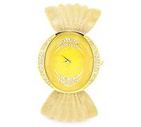 Zjythocyber Reloj de mujer a la moda con correa de malla ancha, reloj de pulsera elegante de cuarzo, diseño de pulsera de aleación brillante para uso diario y fiestas, indicación precisa del (Oro)