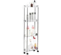 Zjyufy Carrito de almacenamiento estrecho con ruedas, 4 niveles de baño, multifuncional, organizador de almacenamiento para espacio estrecho, cocina, dormitorio, baño