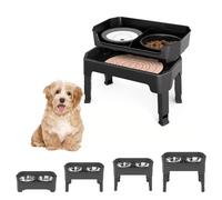 Zjyufy Cuenco elevado para perros con comedero lento, 4 alturas elevadas, estación de alimentación para perros grandes, medianos y pequeños, plato para lamer comida lenta y agua, altura ajustable