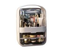 Zjyufy Organizador de maquillaje grande, organizador para el cuidado de la piel, caja de almacenamiento de cosméticos con 2 cajones, caja de almacenamiento de cosméticos con tapa abatible a prueba de