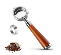 Zjyufy Portafiltro sin fondo 51 mm, 3 orejas, con pantalla de disco Espresso - Compatible con DeLonghi Dedica EC680/EC685/EC885, portafiltros 51 mm con mango de madera de nogal (Style C)