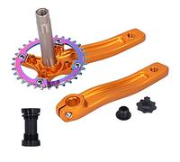 ZK - Conjunto de bielas para bicicleta de montaña con pedalier, biela de 32 dientes de una sola velocidad, conjunto de bielas ligero de aleación de aluminio para conversión a, (Oro)