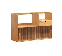 ZKALQECNF Biblioteca Estantería de Escritorio bambú for Oficina pequeña, archivador Varios Niveles con Puerta corredera(Medio)