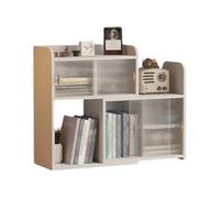 ZKALQECNF Biblioteca Estantería de Escritorio Blanca con Tablero Densidad, Estante Almacenamiento expandible 2 Niveles, Organizador Archivos Puerta plástico, for Oficina, hogar, Cocina