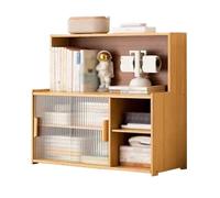 ZKALQECNF Biblioteca Estantería de Escritorio con Puerta gabinete plástico, Estante Almacenamiento bambú Varios Niveles, for Estudio en casa o exhibición Oficina