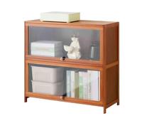 ZKALQECNF Biblioteca Librería de Escritorio Almacenamiento bambú 2 Niveles, con Estante Organizador Puerta plástico Transparente Flotante, for exhibición Libros Oficina(L60xW32xH73 cm)