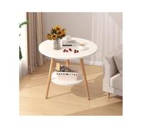 ZKALQECNF Centro Mesa Auxiliar de sofá Redonda Madera for salón, recepción, balcón, Mesa Comedor Informal Café(Blanco,Pequeño)