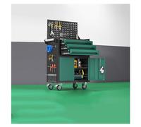 ZKALQECNF Cochera Cofre de Herramientas Metal, Cofre rodante 3 cajones con Ruedas, gabinete(Green)
