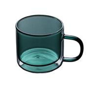 ZKALQECNF Leche Tazas de vidrio doble pared colores, tazas té o café borosilicato con asa, 250 ml Bebidas(Emerald green)