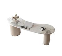 ZKALQECNF Mesa de Escritorio Escritorio Curvo Moderno y Elegante for Oficina en casa con Tablero de losa Roca, gabinete Almacenamiento, Puertos USB Tomas Corriente Escritorio de Oficina(L)