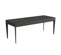 ZKALQECNF Mesa de Escritorio Escritorio de Madera Maciza Color Ahumado, Mesa Moderna for Oficina en casa o Estudio con cajones y estación Carga Escritorio de Oficina(S)