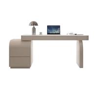 ZKALQECNF Mesa de Escritorio Escritorio for computadora portátil de Madera Maciza en Color Blanco cremoso, Mesa Maquillaje con 2 cajones y gabinete Ajustable Escritorio de Oficina(XL)