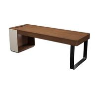 ZKALQECNF Mesa de Escritorio Escritorio Minimalista Moderno de Madera Maciza con Tomas Corriente, Color Nogal, for Oficina en casa y 2 cajones Escritorio de Oficina(L)